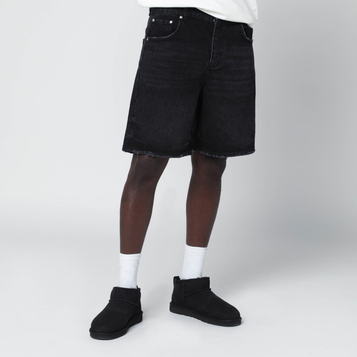 Represent Black denim Bermuda shorts