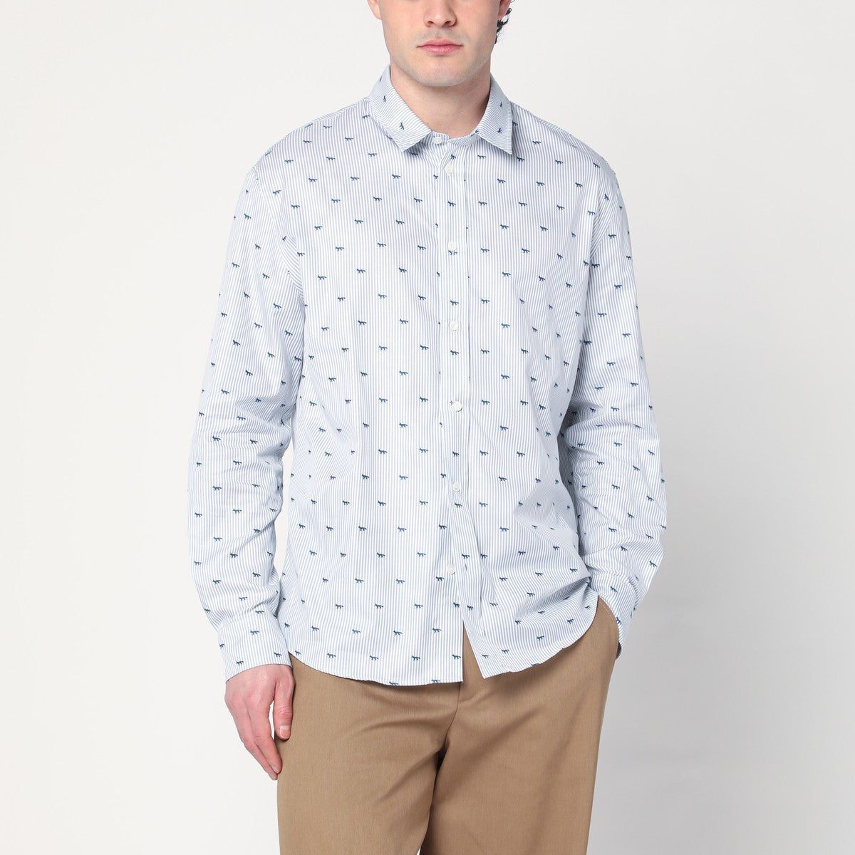 Maison Kitsuné Striped shirt with logos