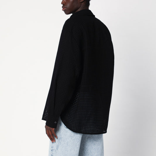 Séfr Black Wes shirt in mesh cotton