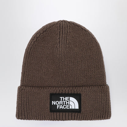 The North Face Brown beanie with logo patch