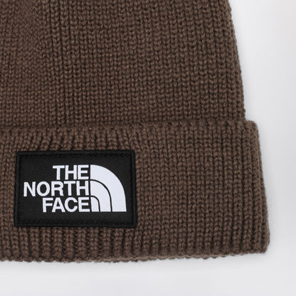 The North Face Brown beanie with logo patch
