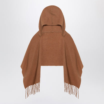 Destin Brown wool hooded cape