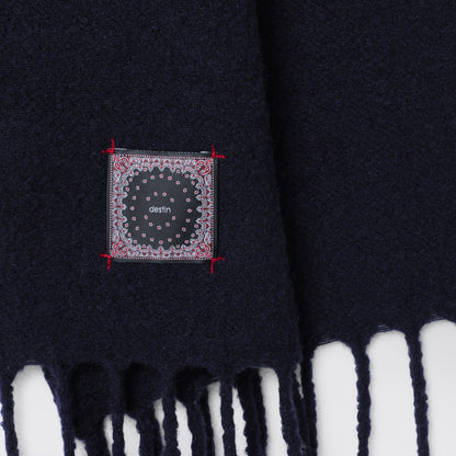 Destin Navy blue wool and cahsmere scarf