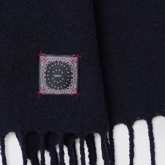 Destin Navy blue wool and cahsmere scarf