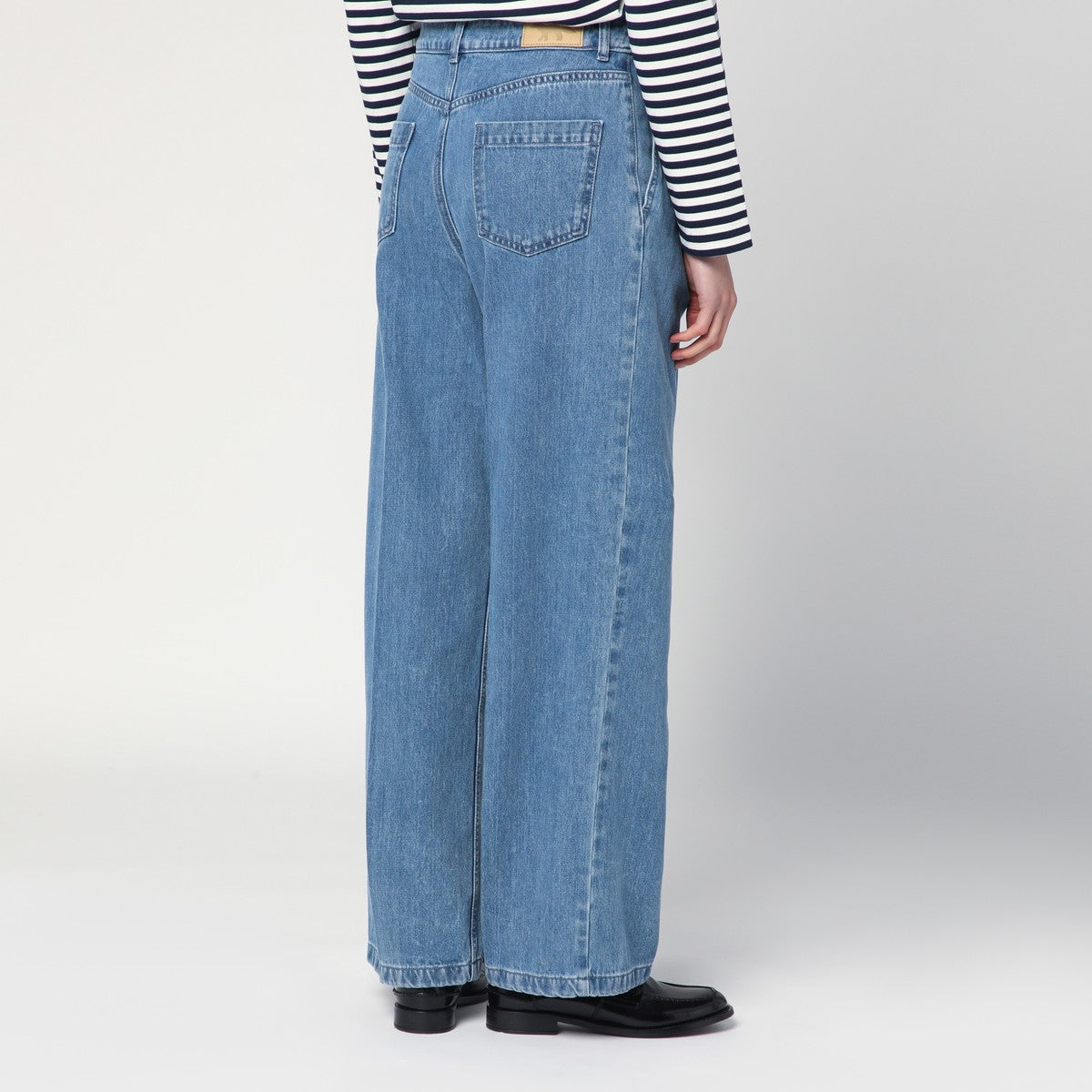 Maison Kitsuné Wide pleated blue jeans