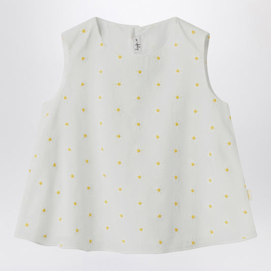 Il Gufo White top with floral embroidery