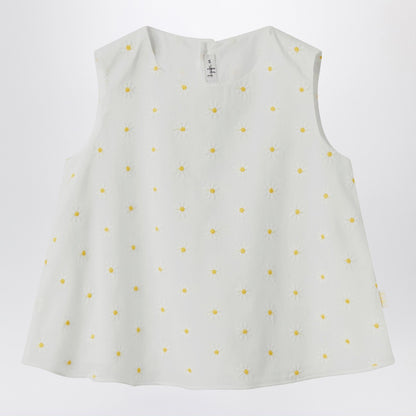 Il Gufo White top with floral embroidery