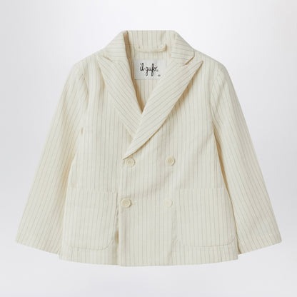 Il Gufo Double-breasted jacket in pinstriped cotton