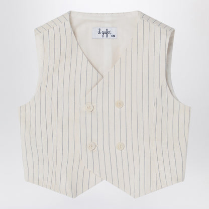 Il Gufo Double-breasted vest in pinstriped cotton