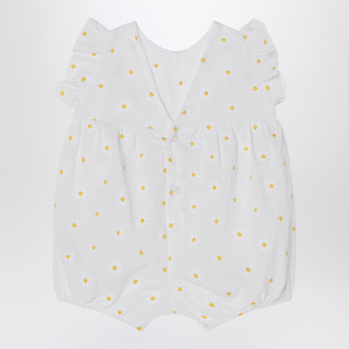 Il Gufo White romper with floral embroidery