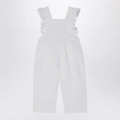 Il Gufo White linen overall with ruffles
