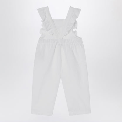 Il Gufo White linen overall with ruffles