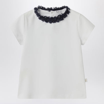 Il Gufo White T-shirt with frayed neckline