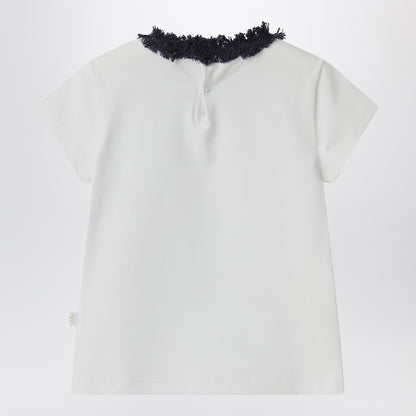 Il Gufo White T-shirt with frayed neckline