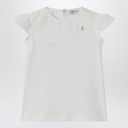 Il Gufo White T-shirt with ruffled sleeves