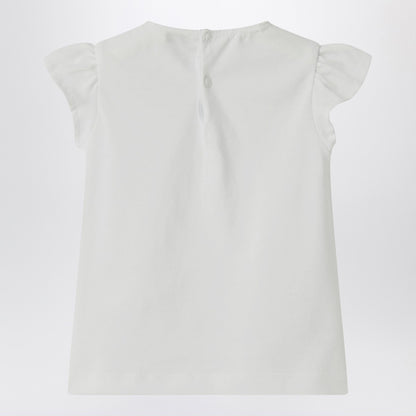 Il Gufo White T-shirt with ruffled sleeves