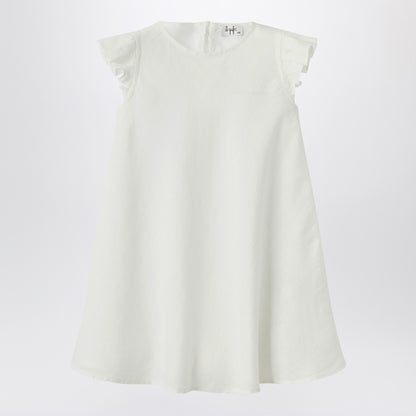 Il Gufo White linen dress with ruffles