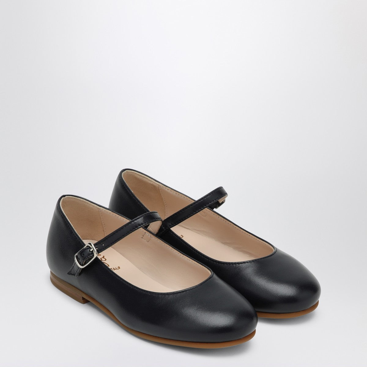 Il Gufo Blue ballet flats in leather with strap