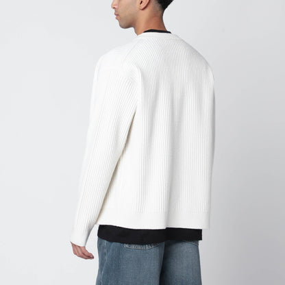 Maison Kitsuné Ecru cardigan with logo patch