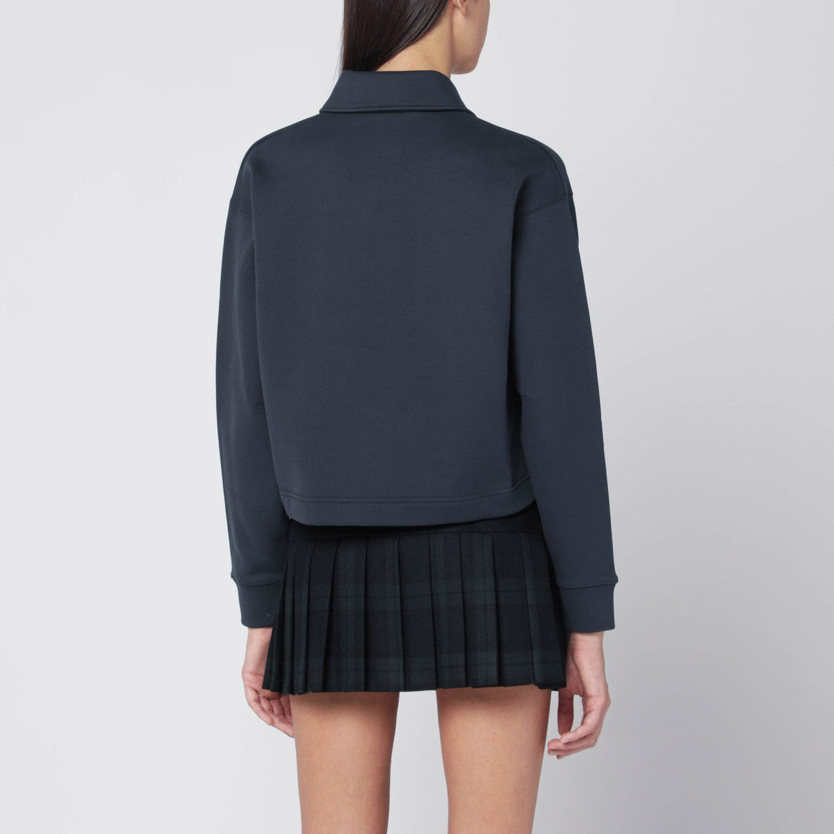 Maison Kitsuné Navy polo-style sweatshirt with logo patch