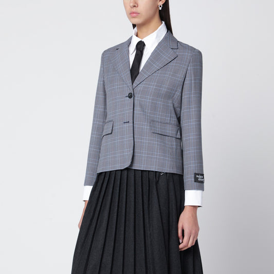 Maison Kitsuné Blue checked single-breasted blazer
