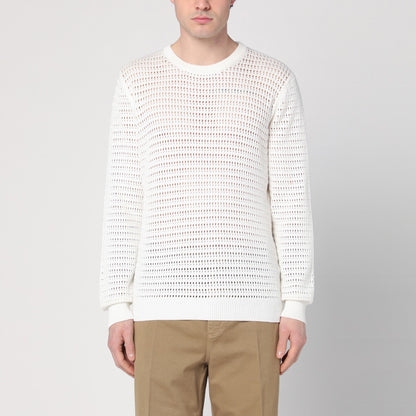 Roberto Collina Perforated milk-coloured sweater in cotton