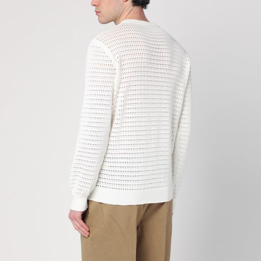 Roberto Collina Perforated milk-coloured sweater in cotton