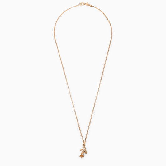Emanuele Bicocchi Rose and skull necklace in 925 gold-plated silver