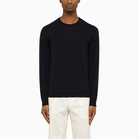 Roberto Collina Navy blue cotton crew-neck sweater