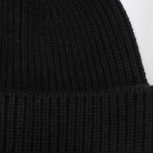 Destin Black wool and cashmere beanie
