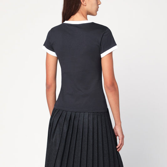 GANNI Dark grey cropped Teddy T-shirt