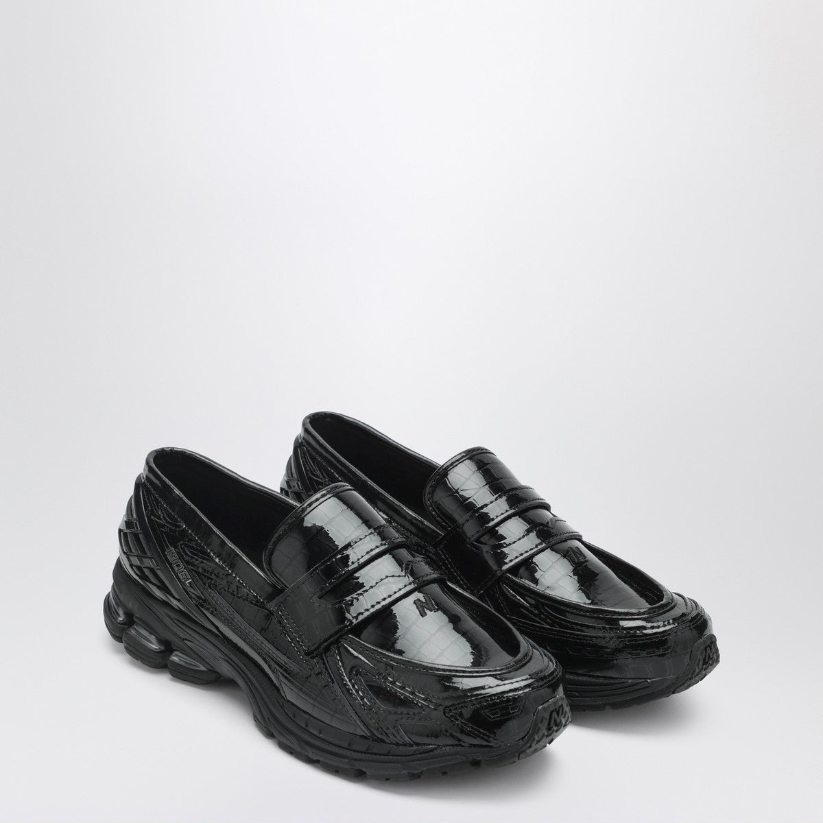 New Balance 1906L patent leather loafer-style black sneakers