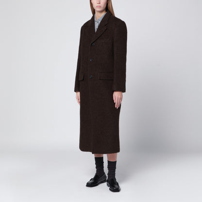 Dunst Brown single-breasted wool-blend coat