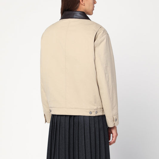 Dunst Beige cotton zip jacket