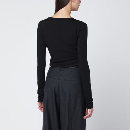 Entire Studios Black crewneck cotton-blend top