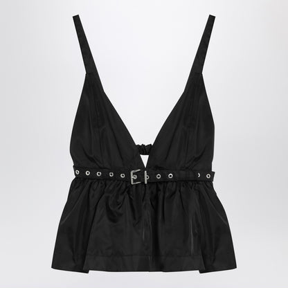 GANNI Black duchesse top with strap