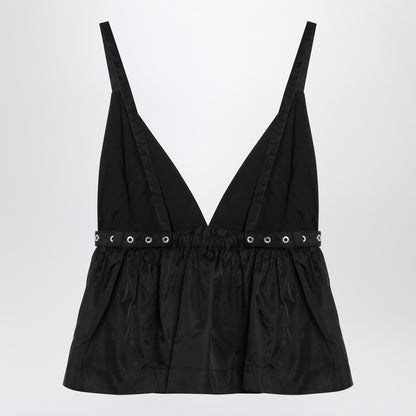 GANNI Black duchesse top with strap