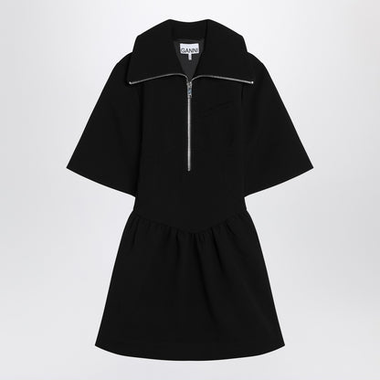 GANNI Black mini dress in crêpe