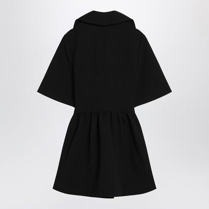 GANNI Black mini dress in crêpe