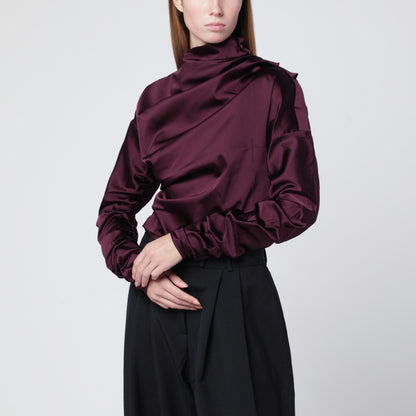 GANNI Mauve satin blouse