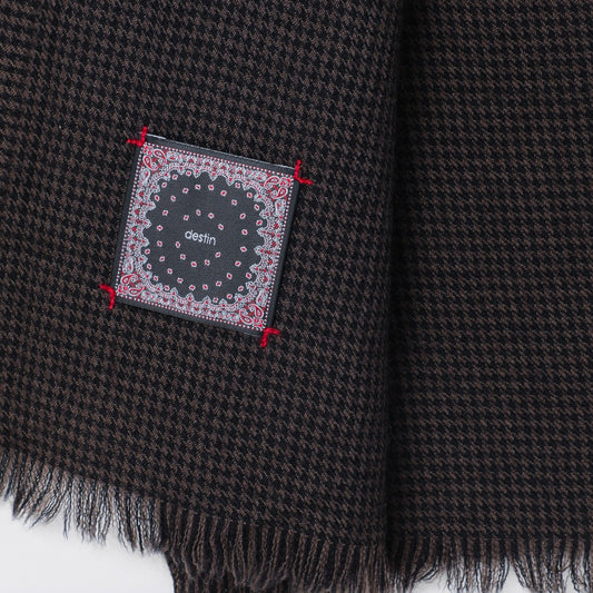 Destin Black/beige check wool scarf